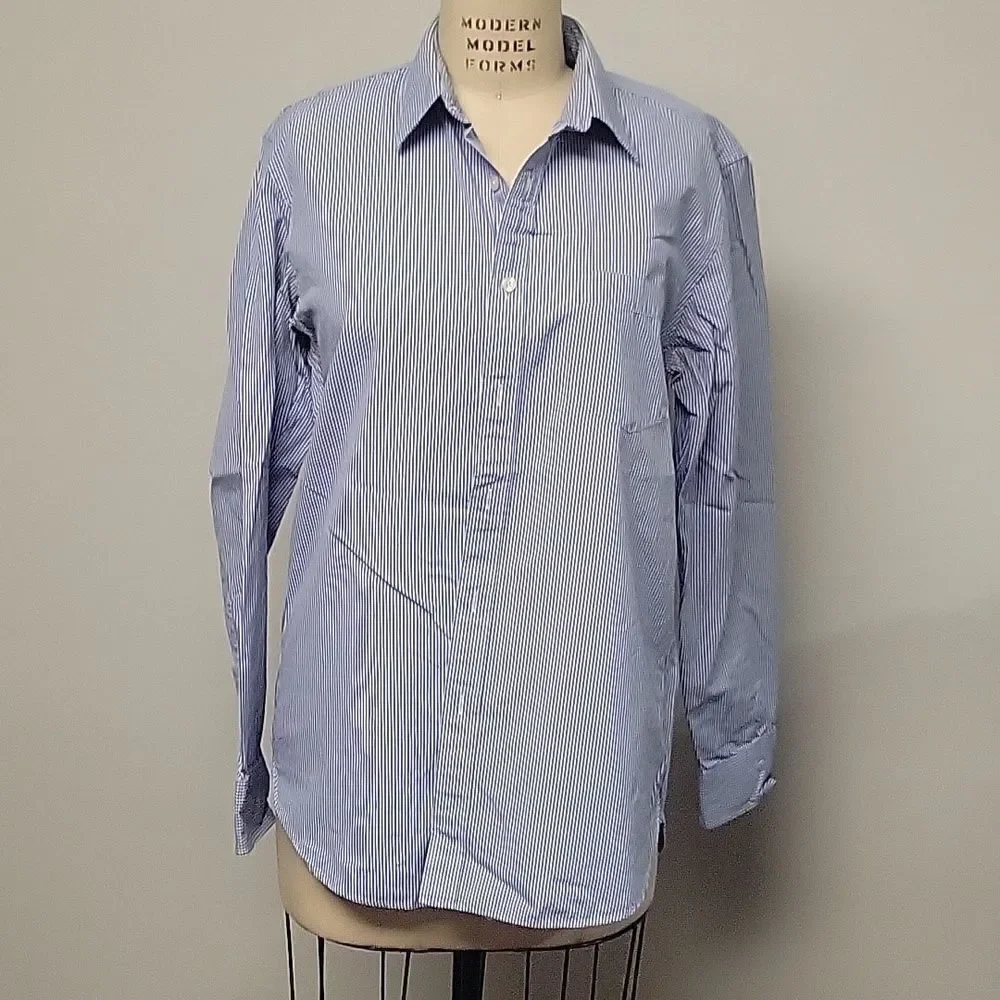 J.Crew Blue & White checked 80's 2 Ply 100% Cotton Long Sleeve Button Up Shirt L